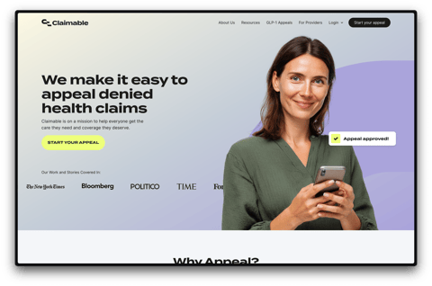 Claimable marketing website
